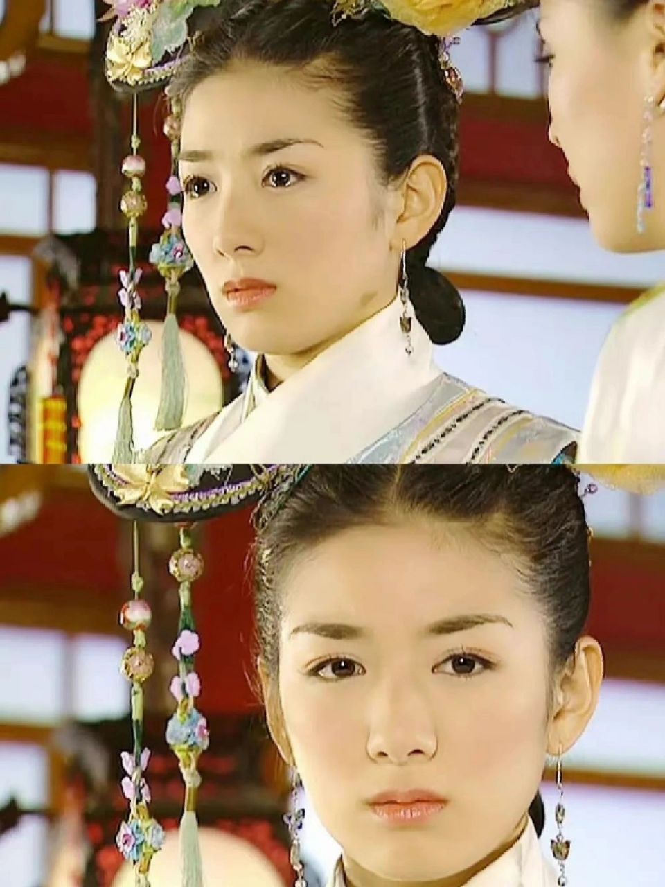 新造型旗头小燕子  为什么还珠3里面小燕子的旗头有时候只有一边有红