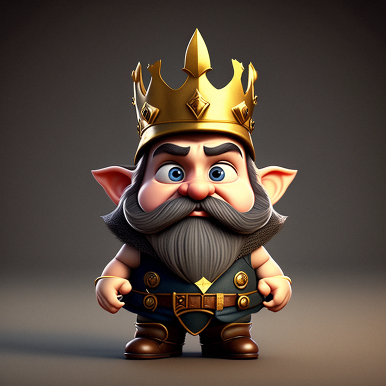 制定关键词: 小矮人,大胡子,带着王冠,穿着盔甲,皮克斯风格