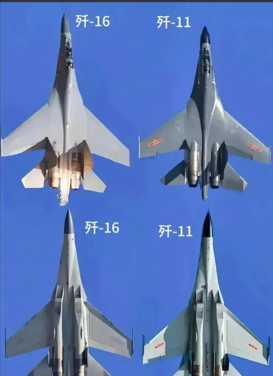 歼11,歼16,中国两款主力战机.