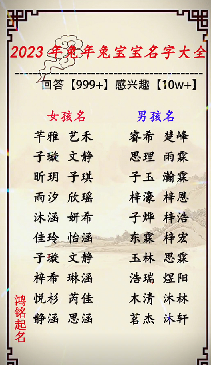 2023年兔年兔寶寶名字大全#寶寶起名新生兒#取名#寶寶取名#萌寶起名