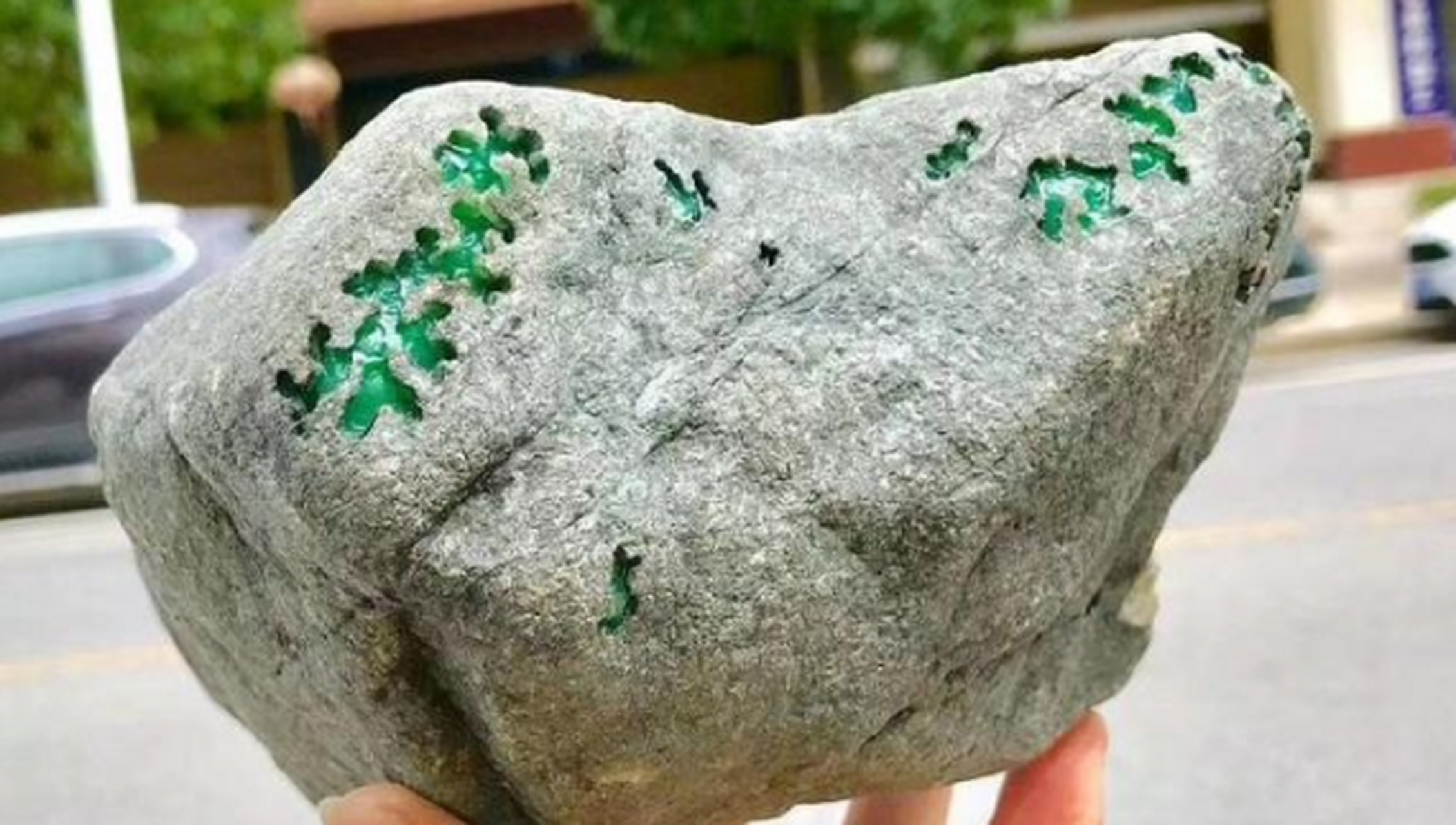 龙石种翡翠原石 #翡翠#  各种文化对美的认识不同,西方人偏爱紫罗兰