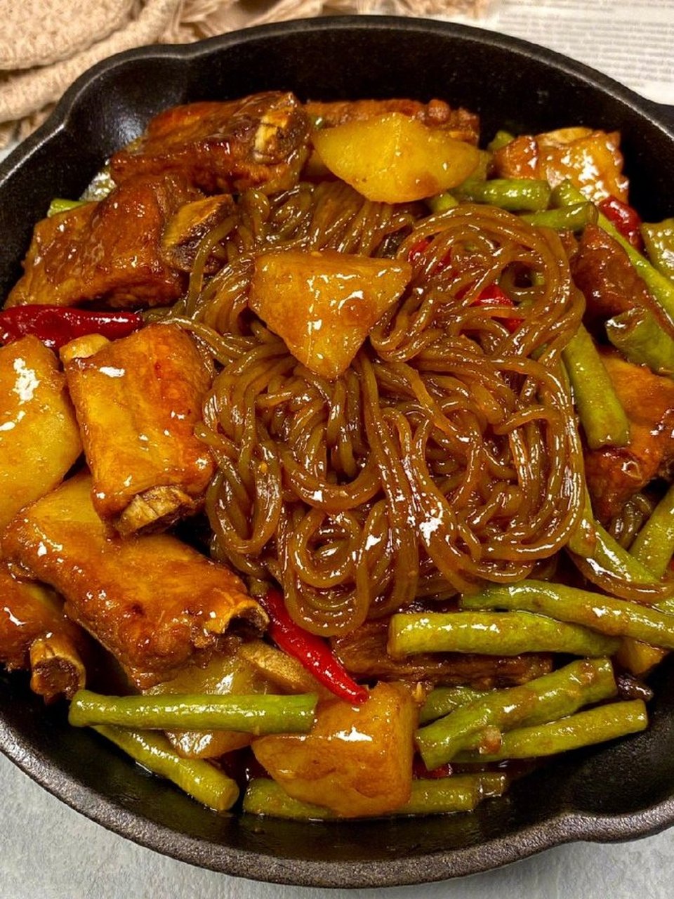 排骨豆角炖粉条