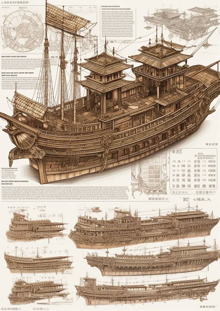 楼船,中国古代战船,因船高首宽,外观似楼,而得名