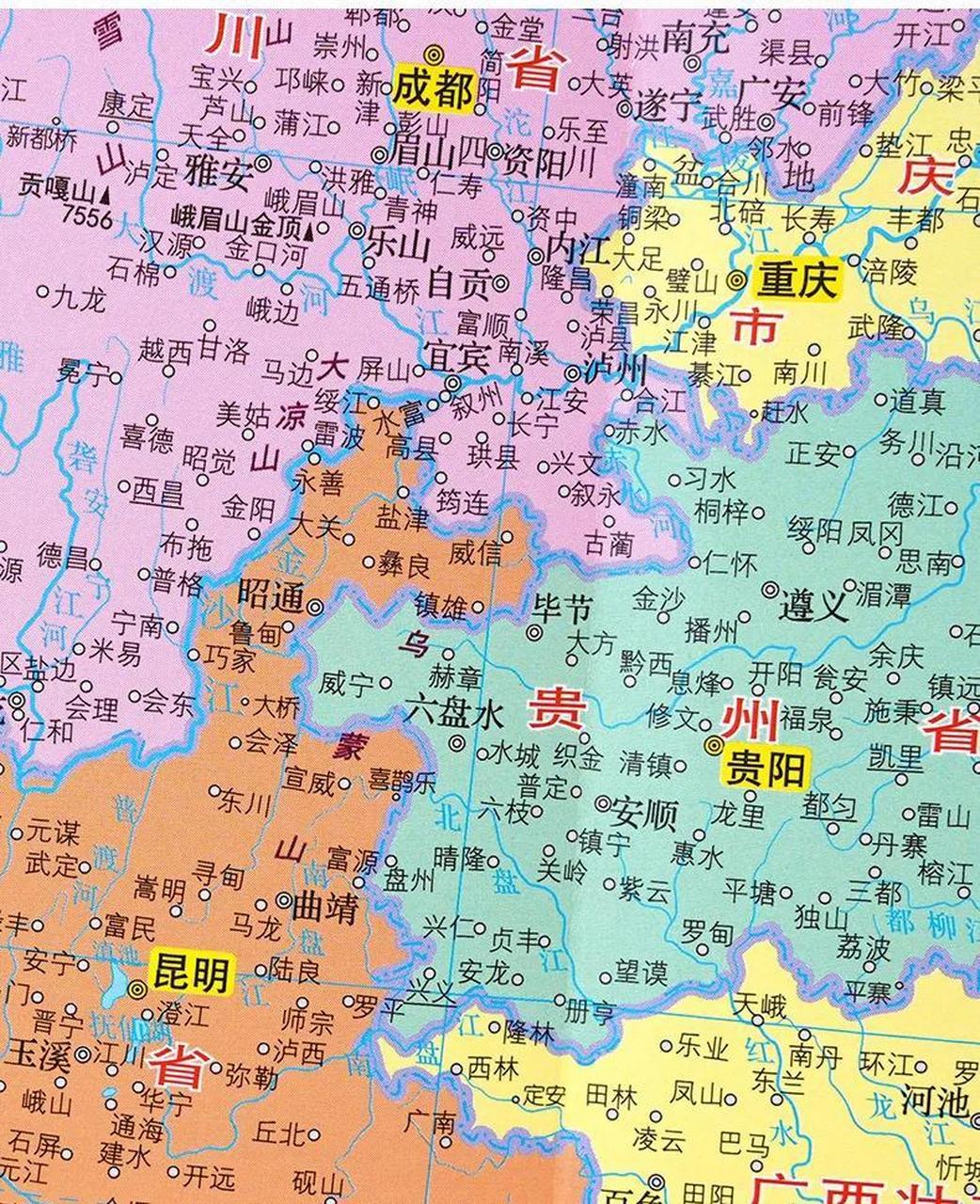 川滇黔三省交界地图图片