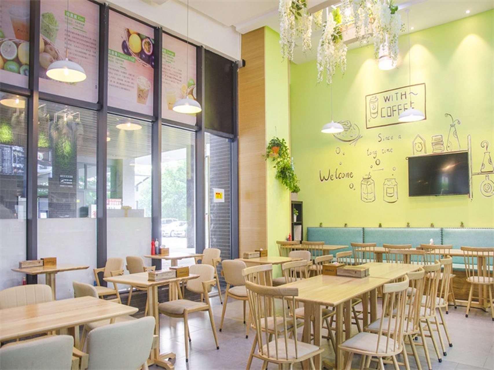 小清新风格甜品店装修实景~#安徽盛世和居装饰# #合肥店面装修