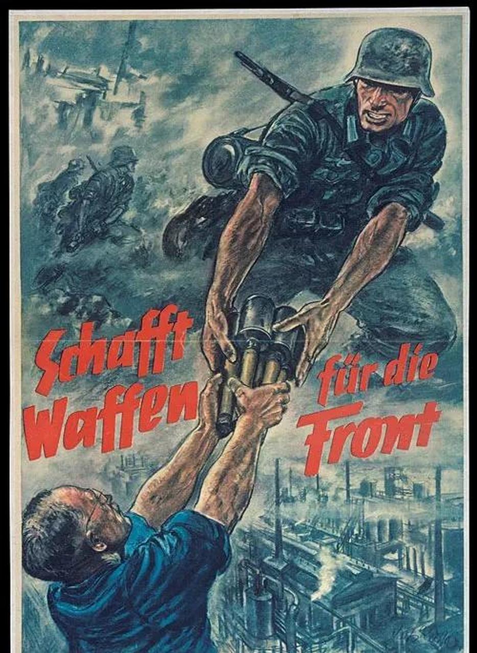 老照片# 二战德国宣传海报(1943年):"为前线生产武器" 德国宣传部长