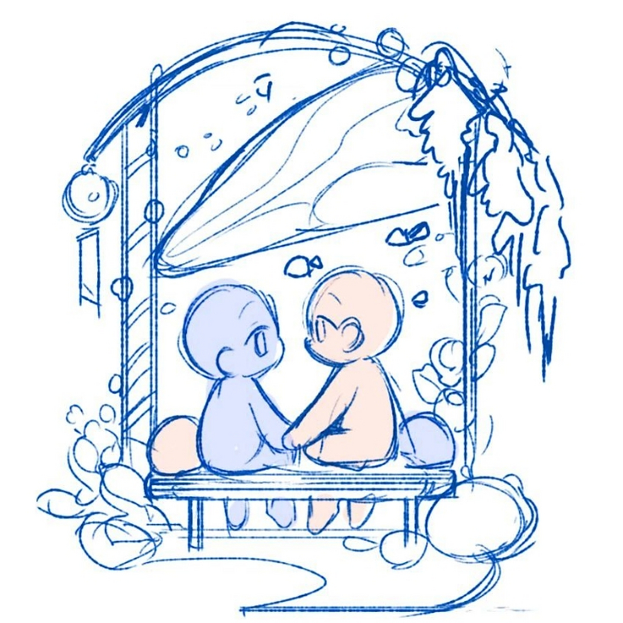 【画画素材】浪漫版双人互动q版～ 在最浪漫的年纪找到最烂漫的地方约