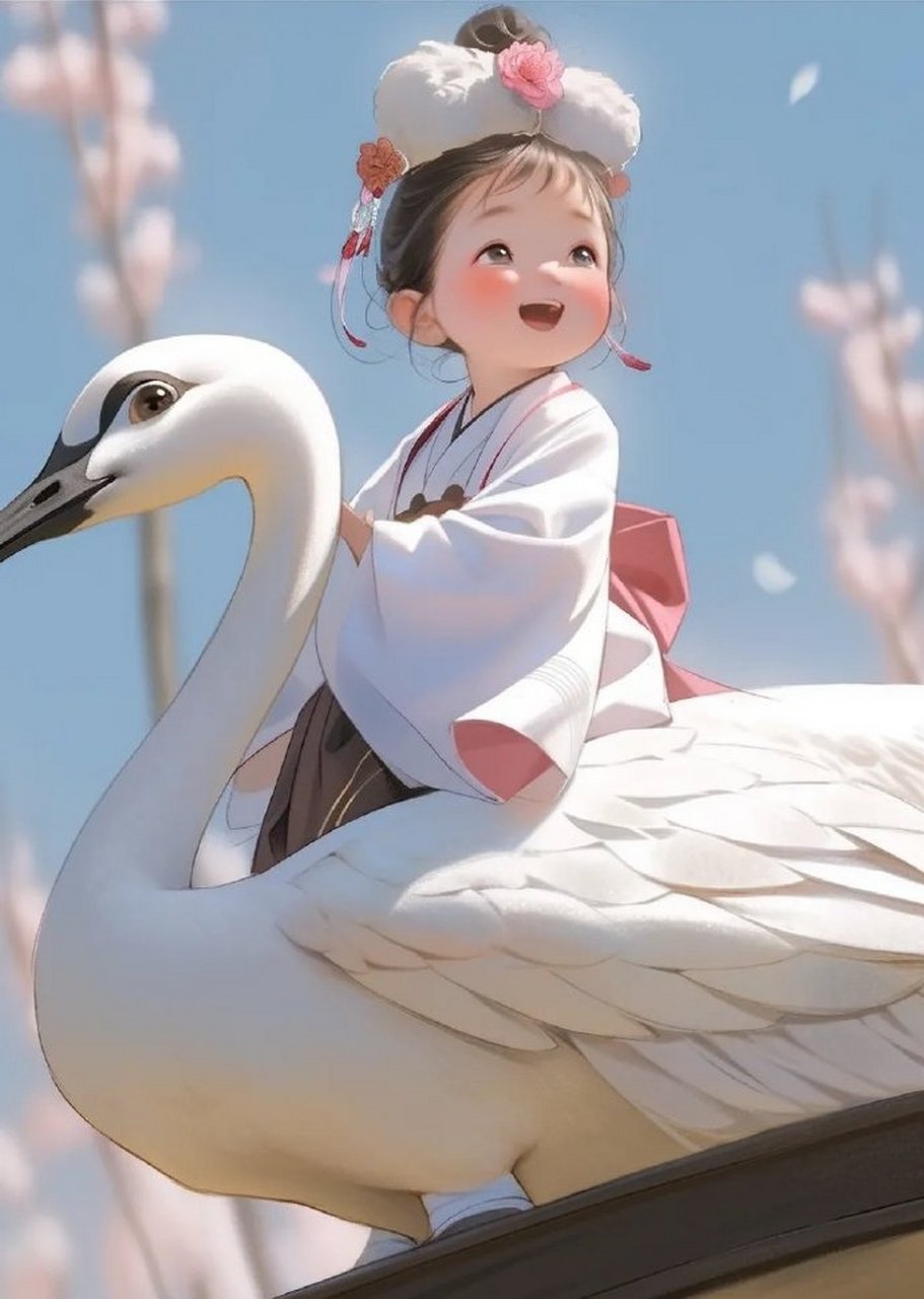 国风系之骑鹤女孩萌q头像壁纸