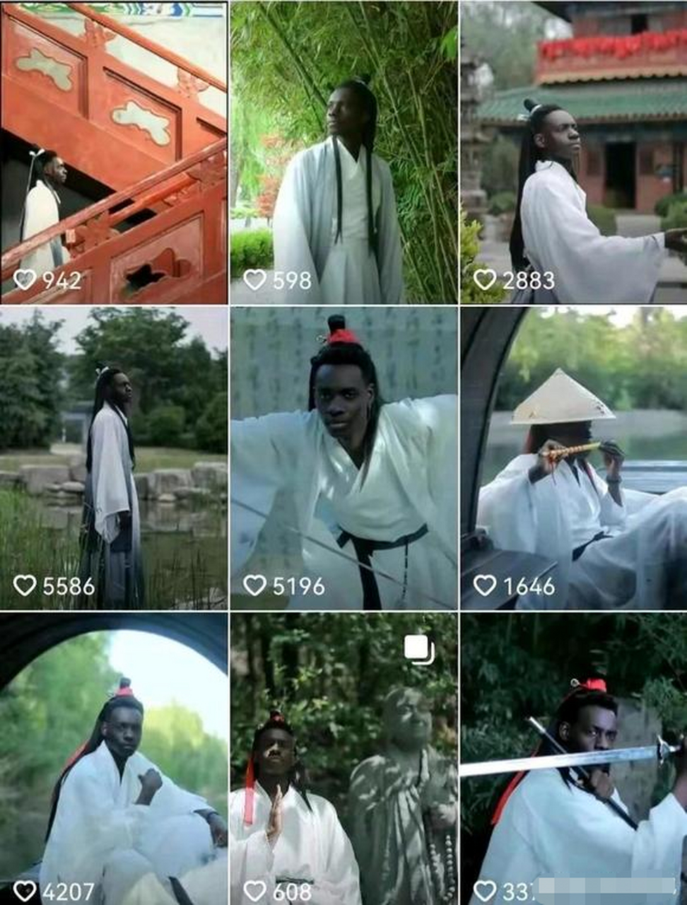 黑人穿汉服,中华文化发扬光大,但是,看着确实有点别扭