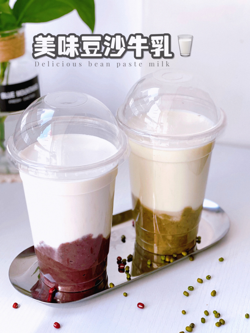 美味绿豆沙冰牛乳自制神仙饮品 喝冰凉凉的绿豆沙,加上牛乳美味的不得