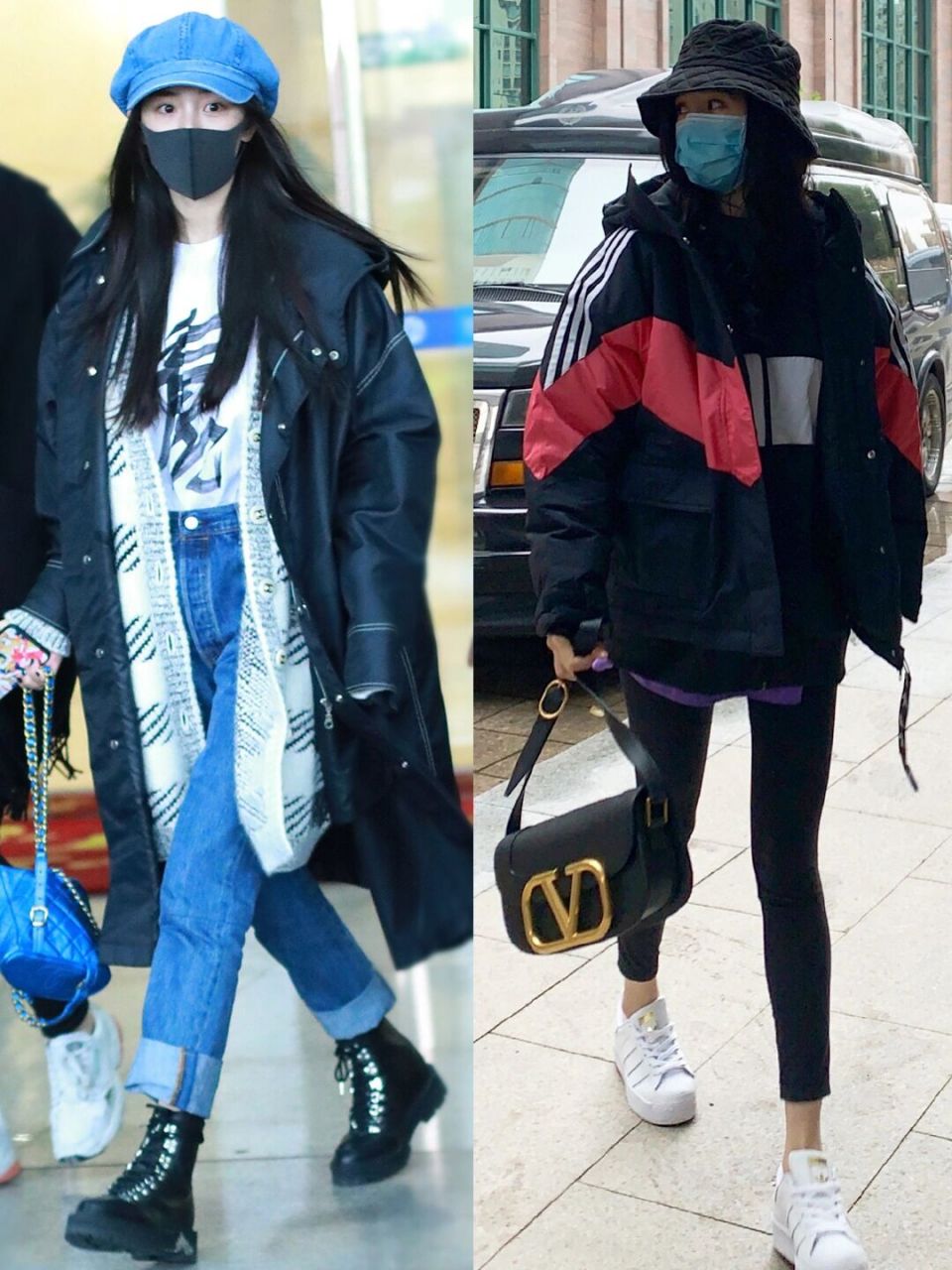 杨幂冬季日常穿搭 将羽绒服外套, 羊羔绒外套都拿捏的妥妥的