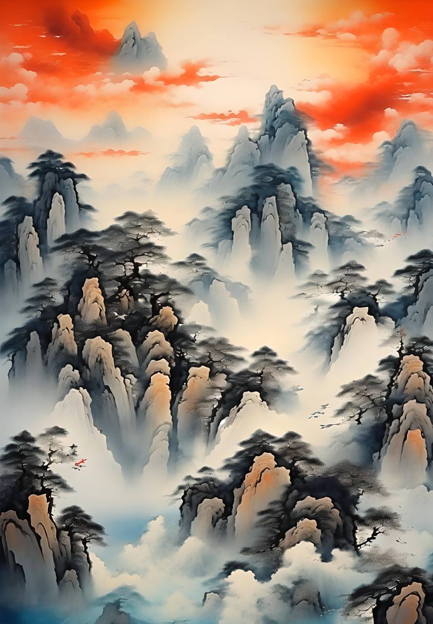 云海浮生皆幻境,心随云动意悠扬,#水墨画##水墨风##古风##中国画