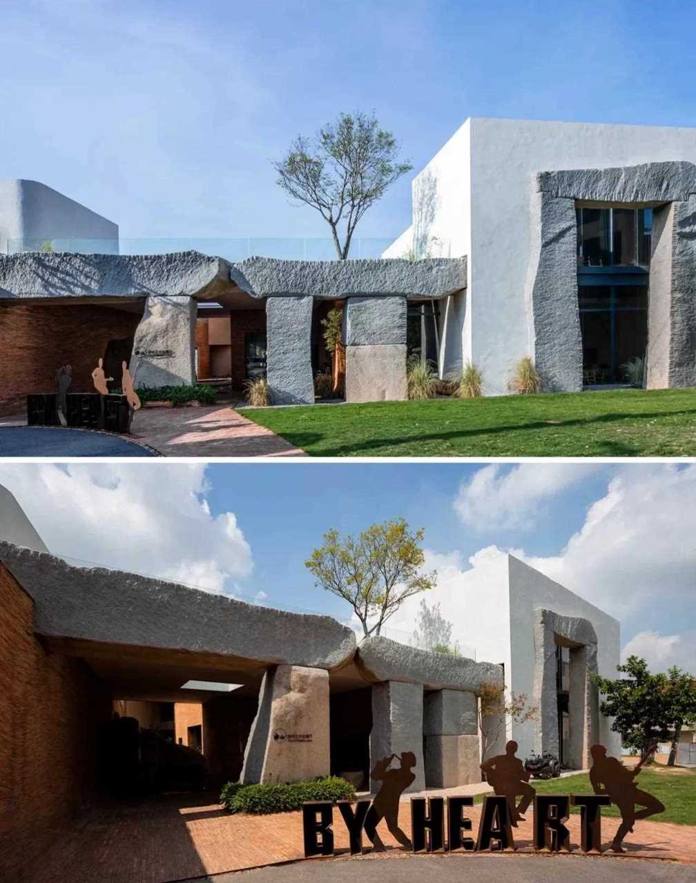 粗野主义是极具力量感的建筑艺术形式,"由心"的建筑主体代表了一种