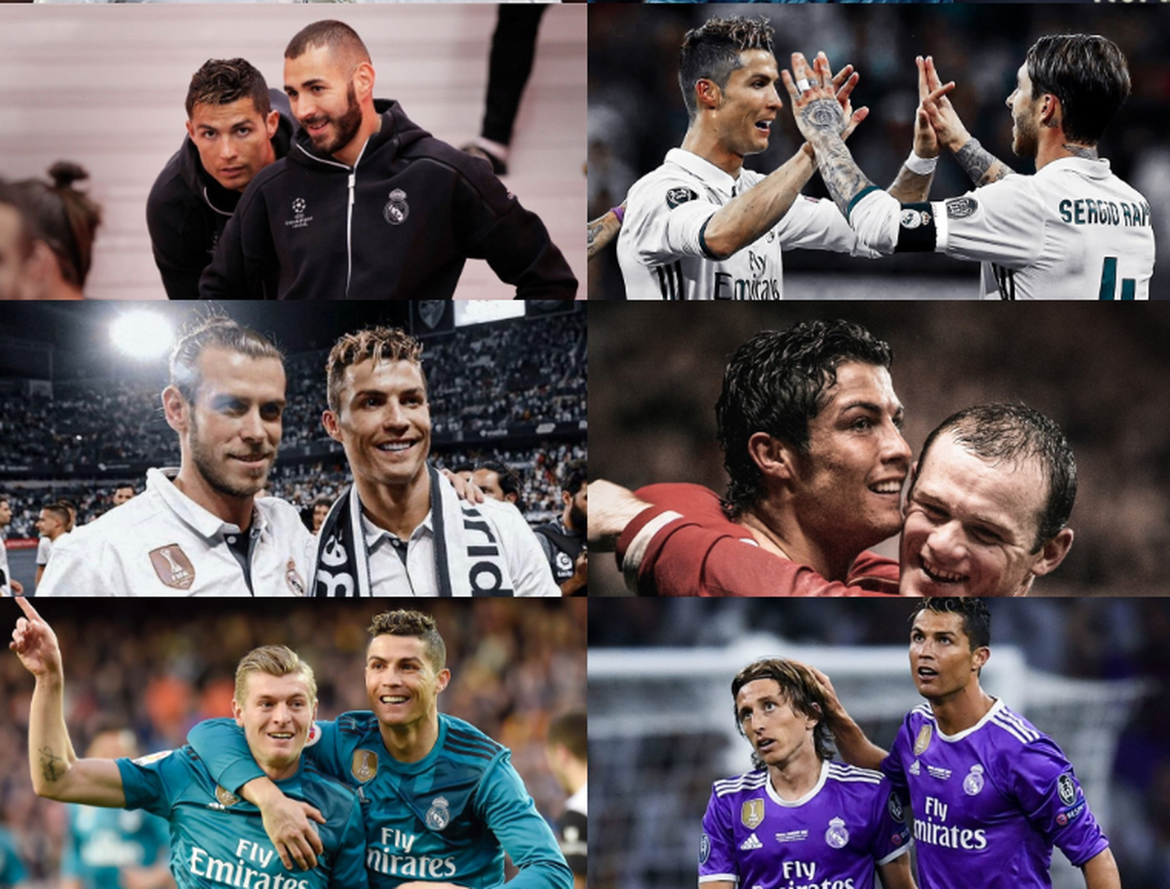 拉莫斯,莫德里奇,贝尔,鲁尼,克罗斯 c罗最好的队友几乎都集中在皇马