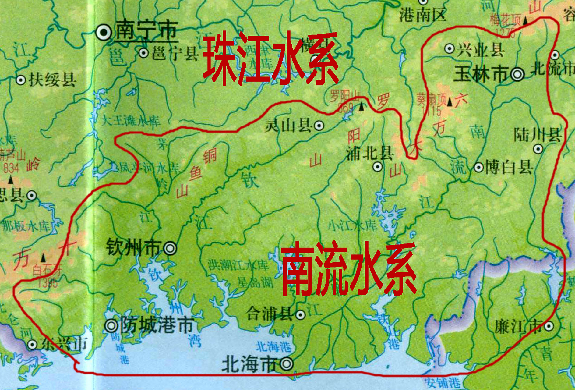 广西的海湾——北部湾,  广西现在属于沿海地区,  不过早上几十年