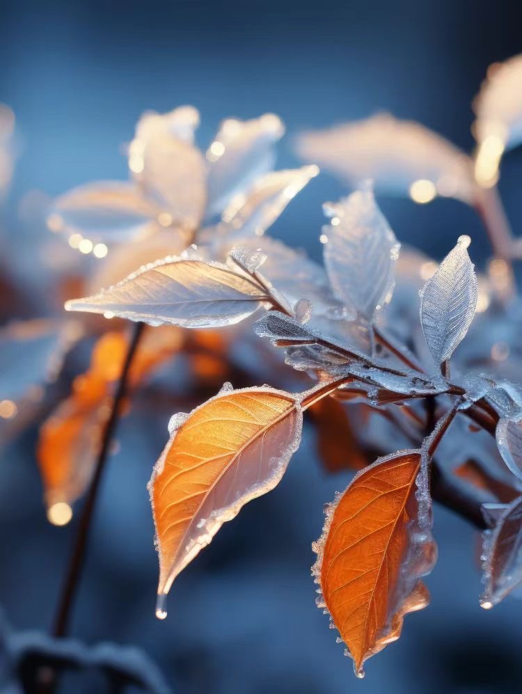 抵挡天气的严寒 用坚定温热的心 抵酉滤跋竽 霜唯美图片霜的画面