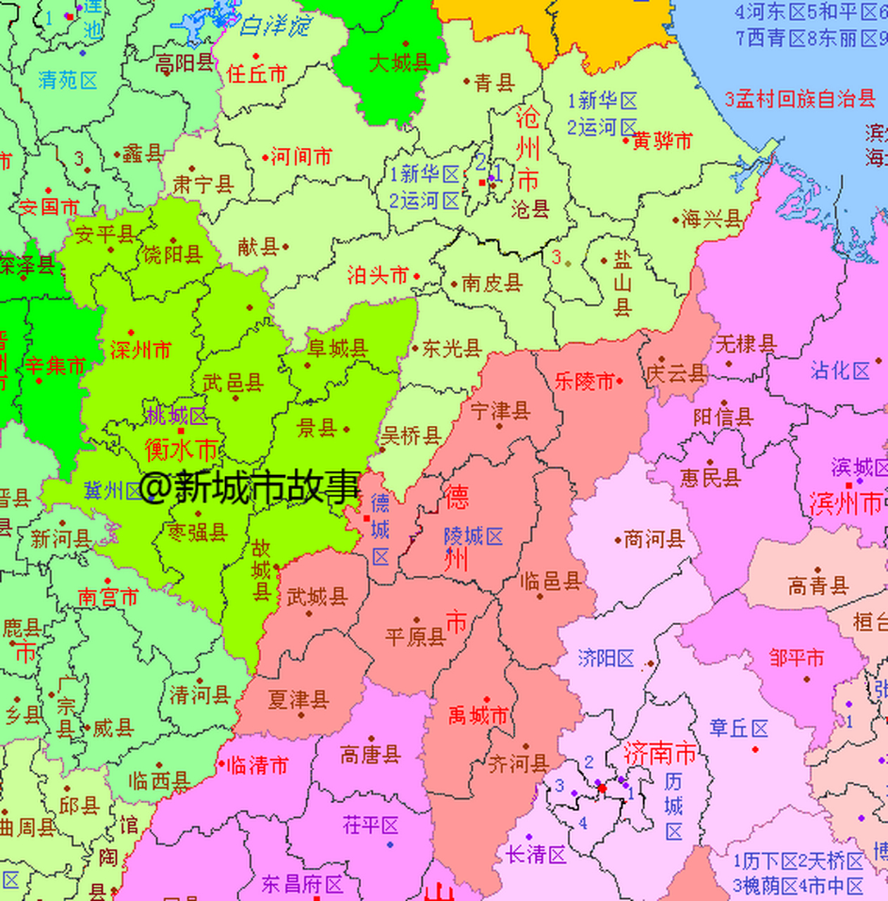 德州靠近济南的部分县市也会受到济南的辐射,带动.