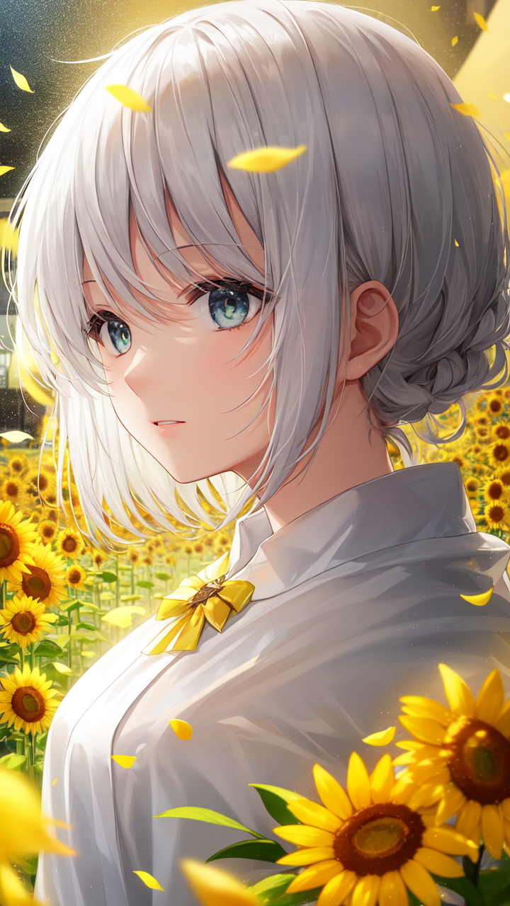 开朗的向日葵少女动漫插画,你绝对想不到这是用ai生成的,有没有被震撼