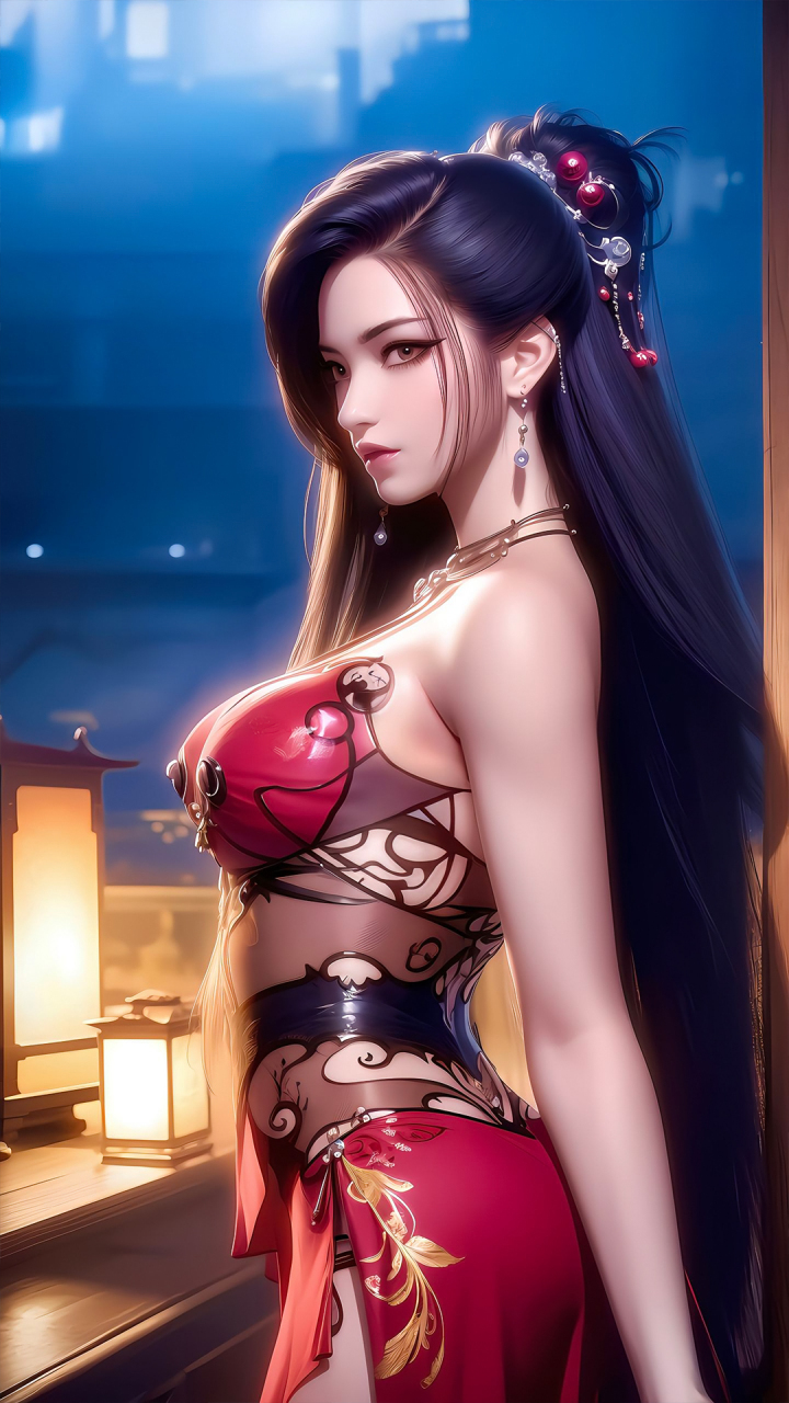 国漫女神|《天行九歌》明珠夫人/碧海潮女妖ai高清手机壁纸:与血衣侯