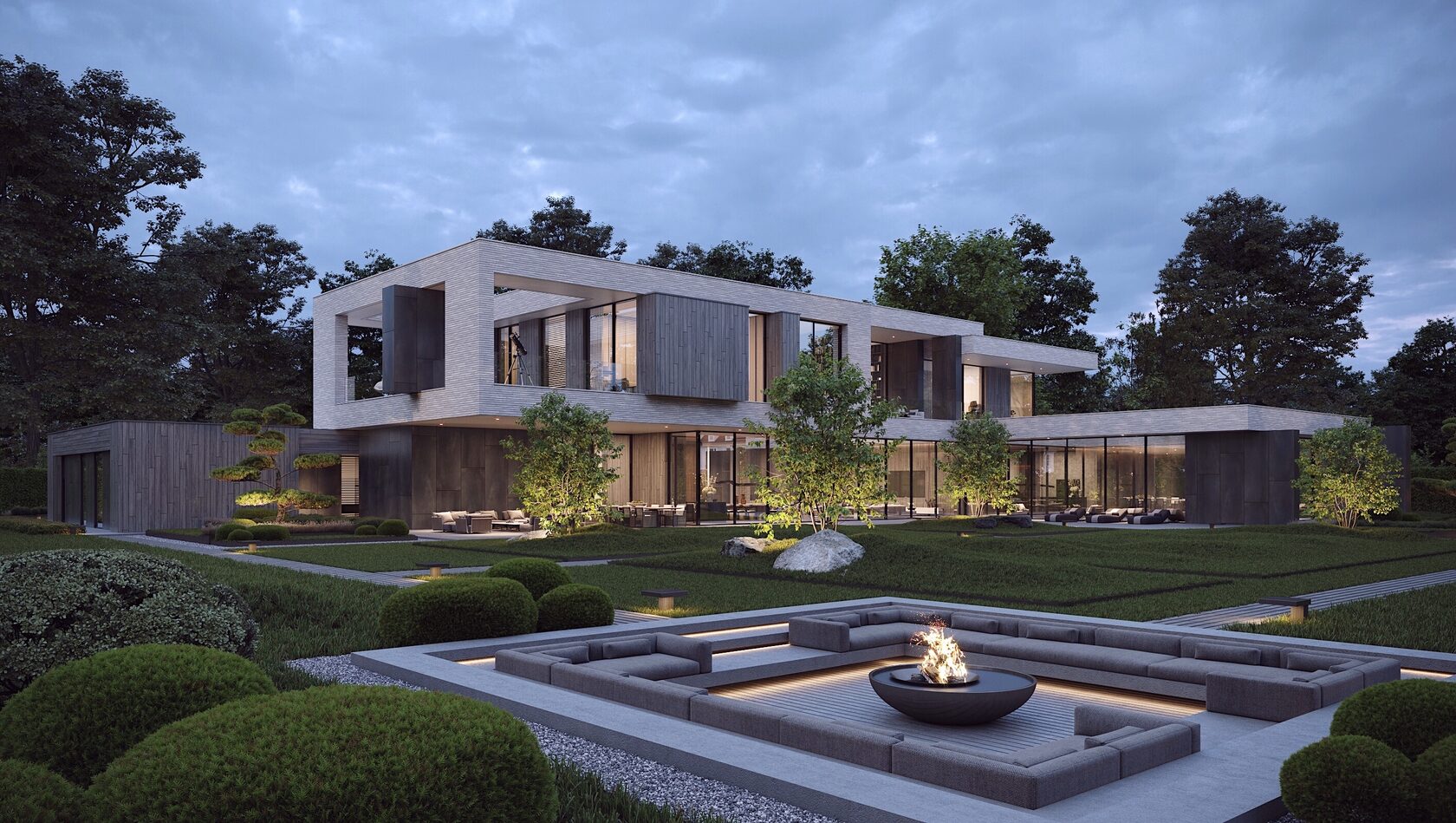 这座豪宅的设计独具匠心,融入了现代化的元素与传统文化的精髓,使得