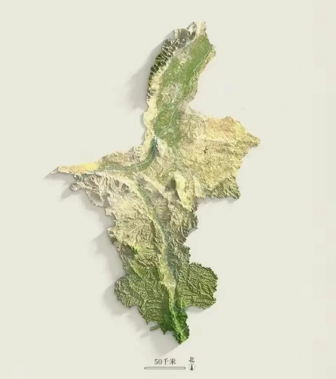 宁夏回族自治区立体地形图