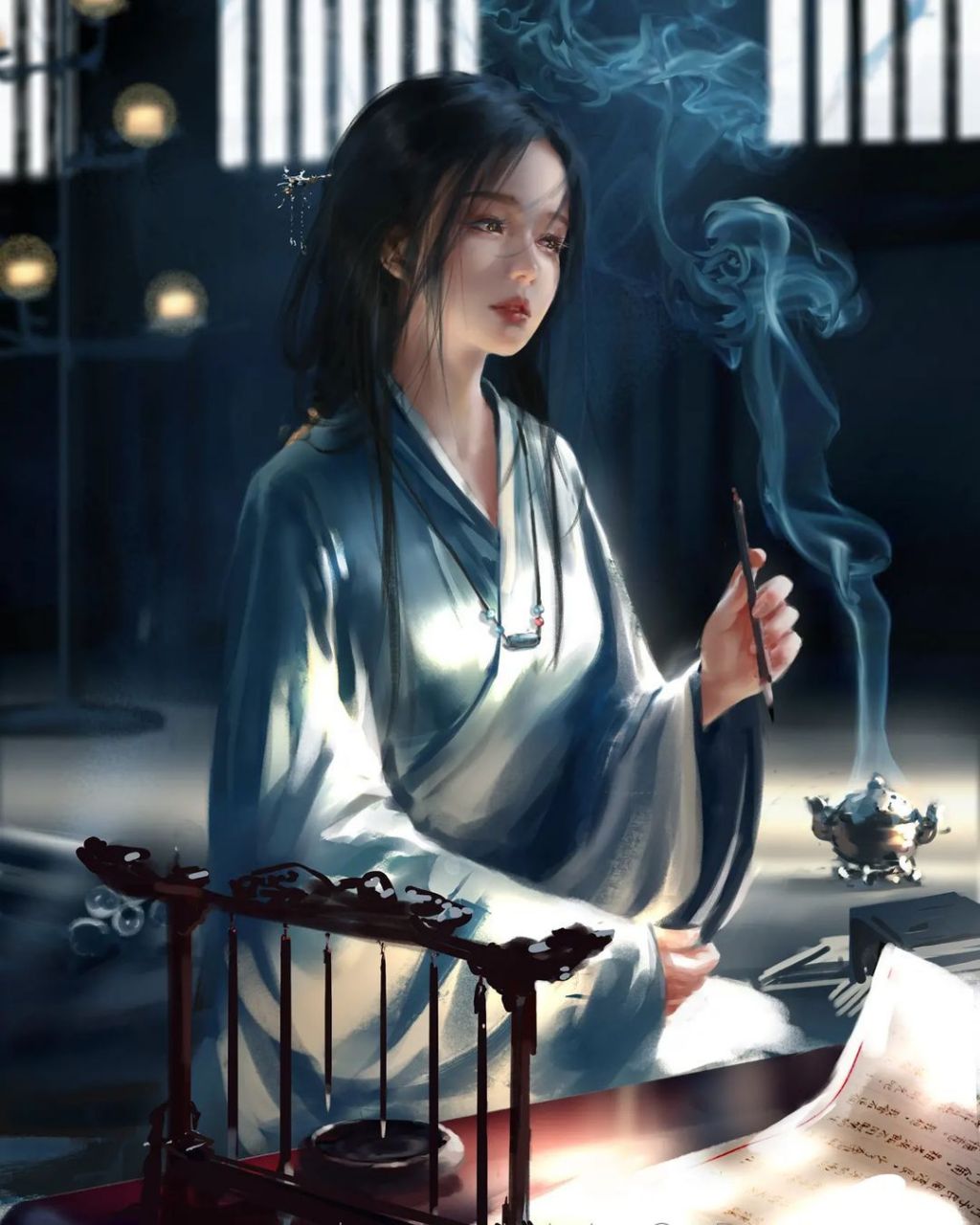 唯美插画壁纸 都是王凌老师的原创作品,你最喜欢哪一张? #古风插画
