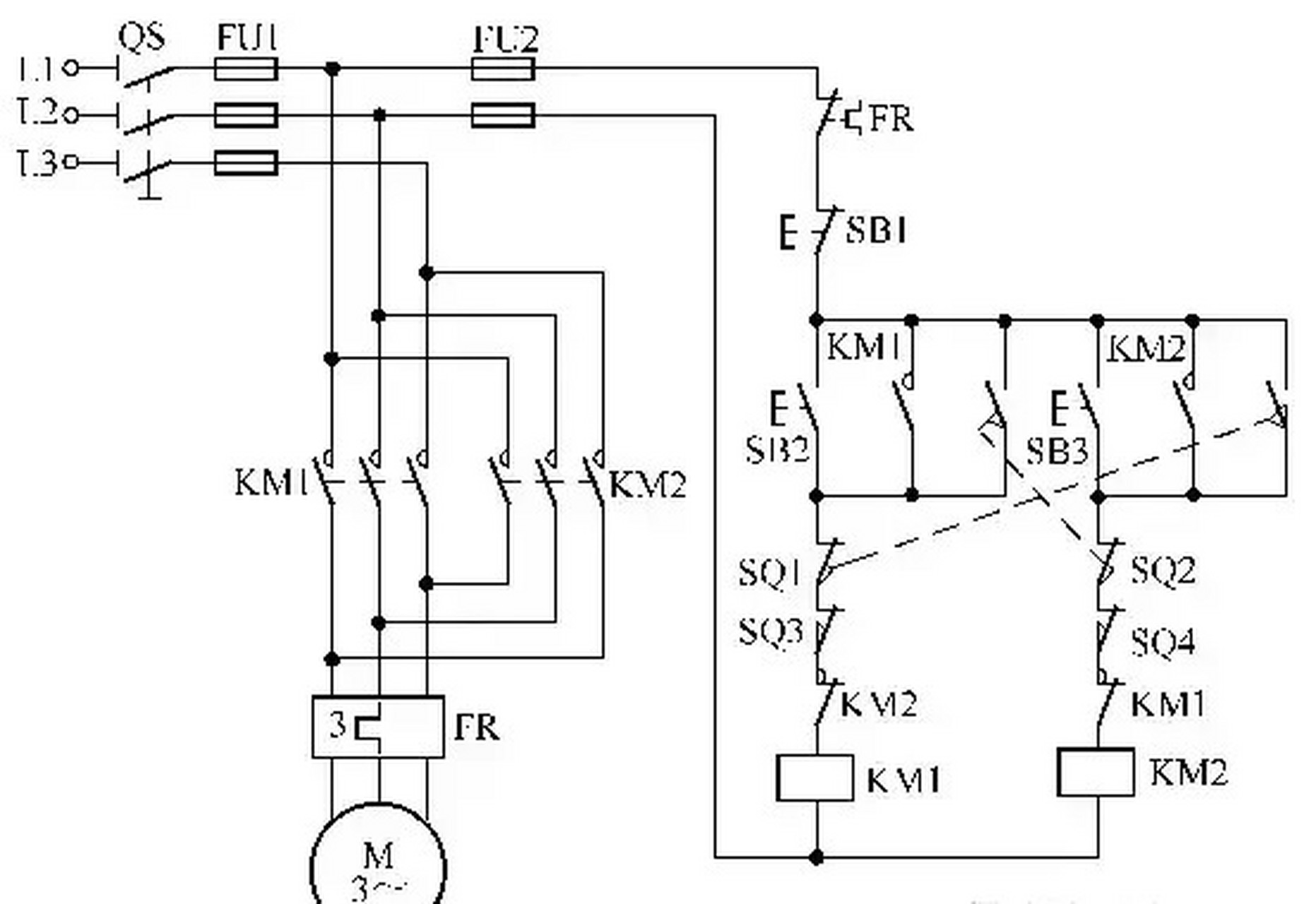 热榜之我见#行程开关控制的电动机自动正反转控制电路.