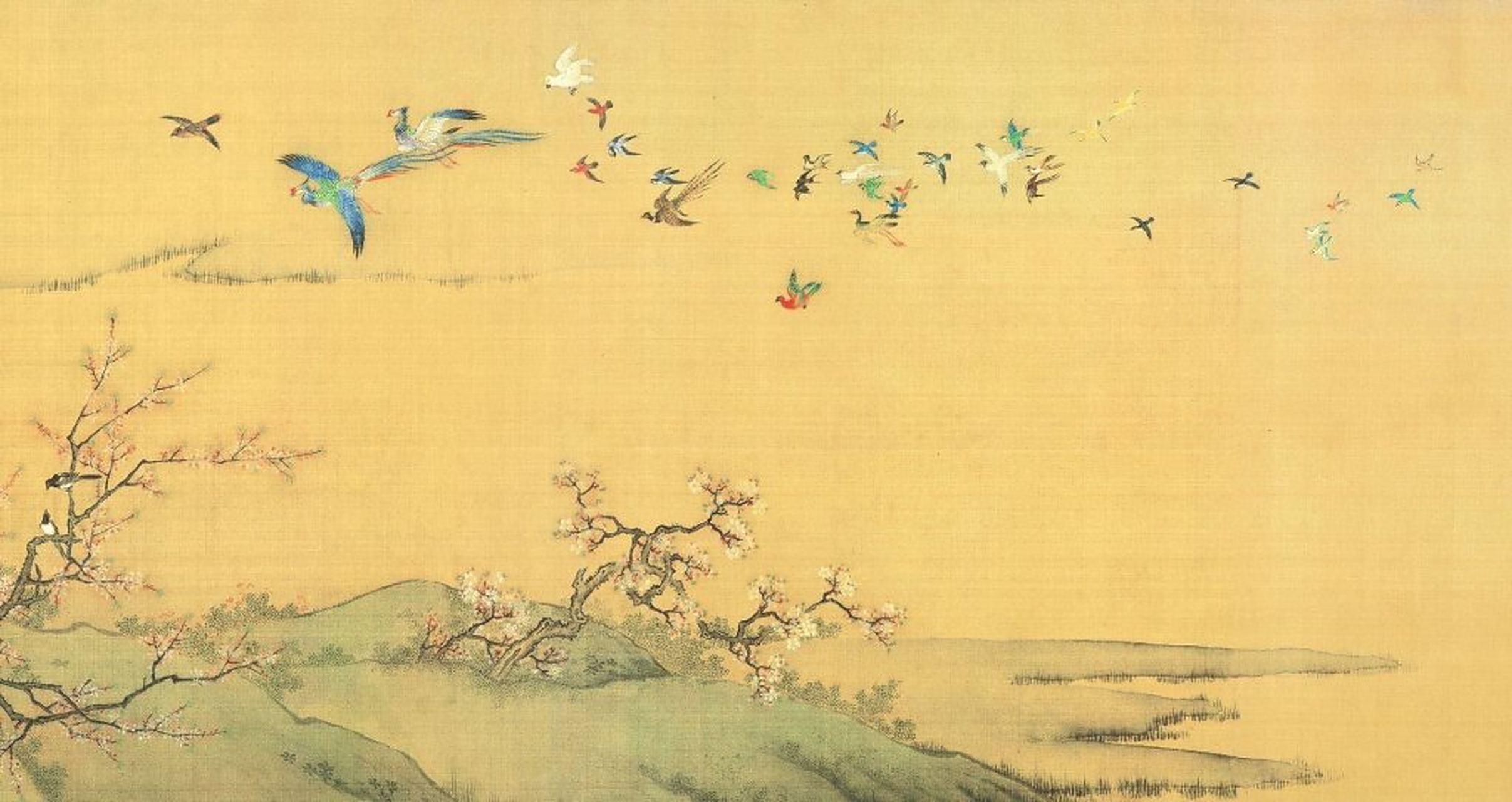 【沈铨 清 《百鸟朝凤图卷》】#中国画# #花鸟画#  沈铨(1682—1760)