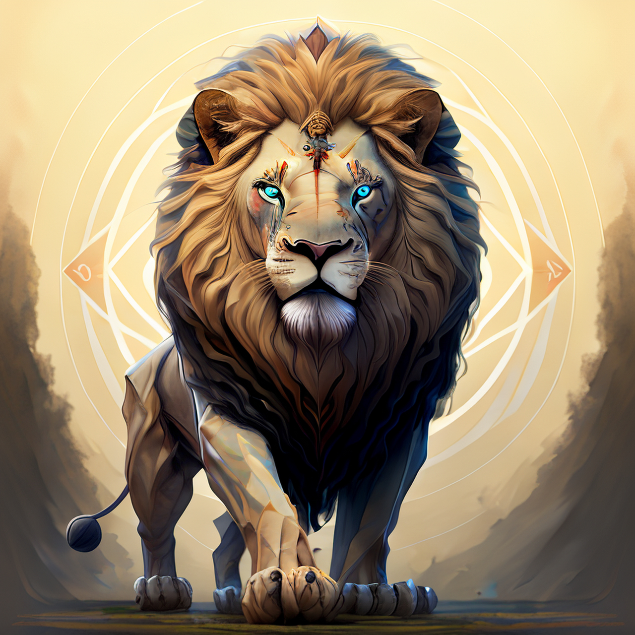 百度ai绘图黑科技#广角,场景,全身,拟人的狮子,幻想绘画,漂亮和富有