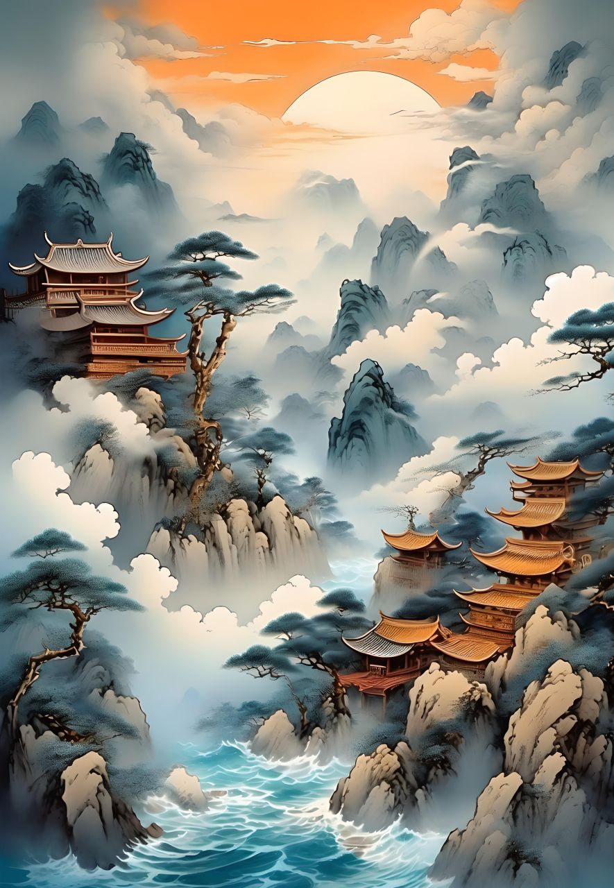 云海浮生皆幻境,心随云动意悠扬,#水墨画##水墨风##古风##中国画