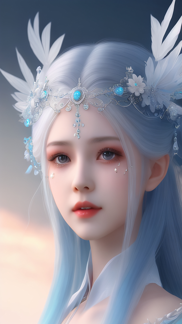 ai绘画:关键词 国风,3d二次元少女,中间构图,可爱精致面容,复杂精美的