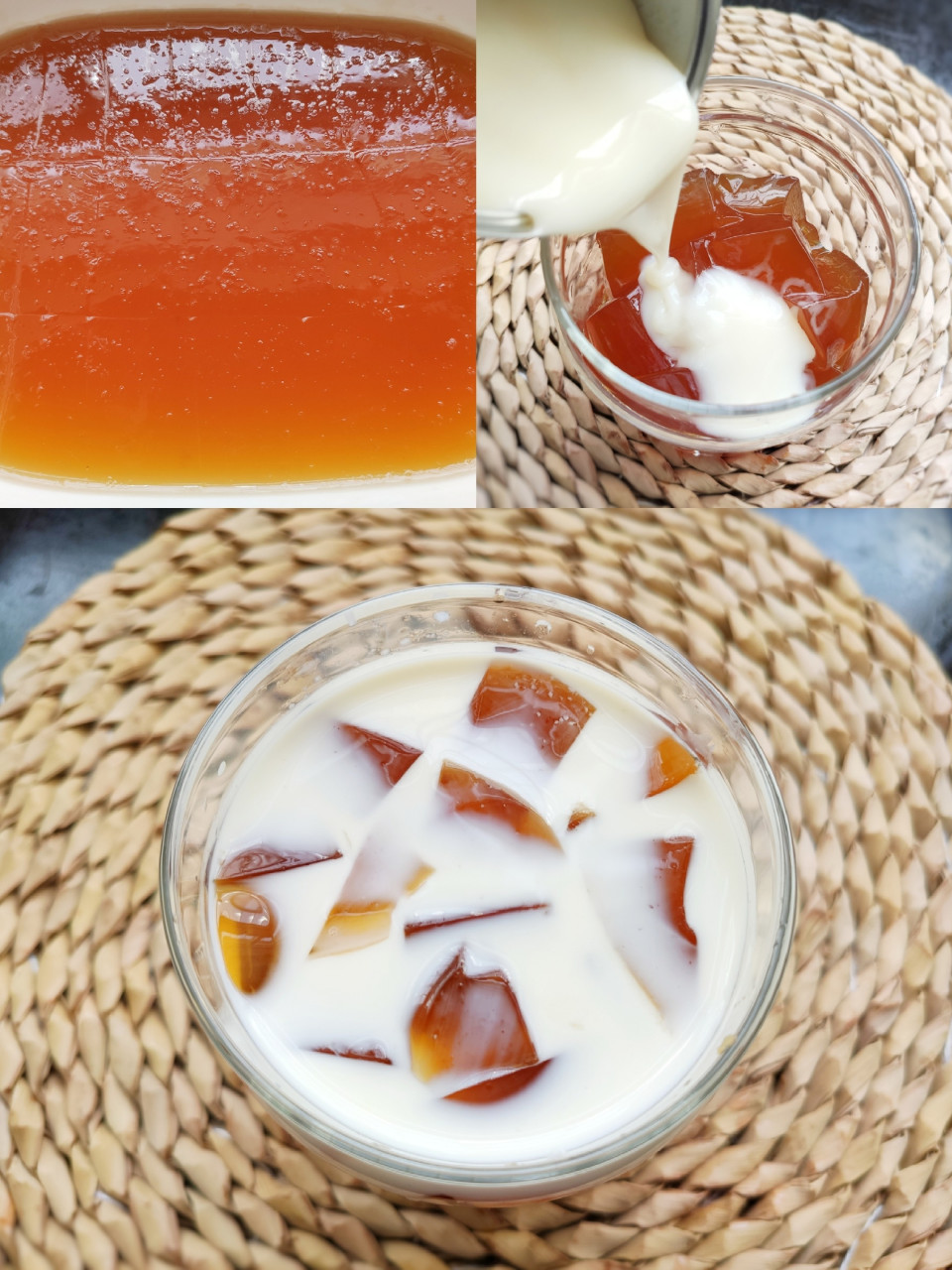 解锁奶茶新喝法[浮云]红茶冻撞奶,爽滑q弹 做了最近网红爆款红茶冻