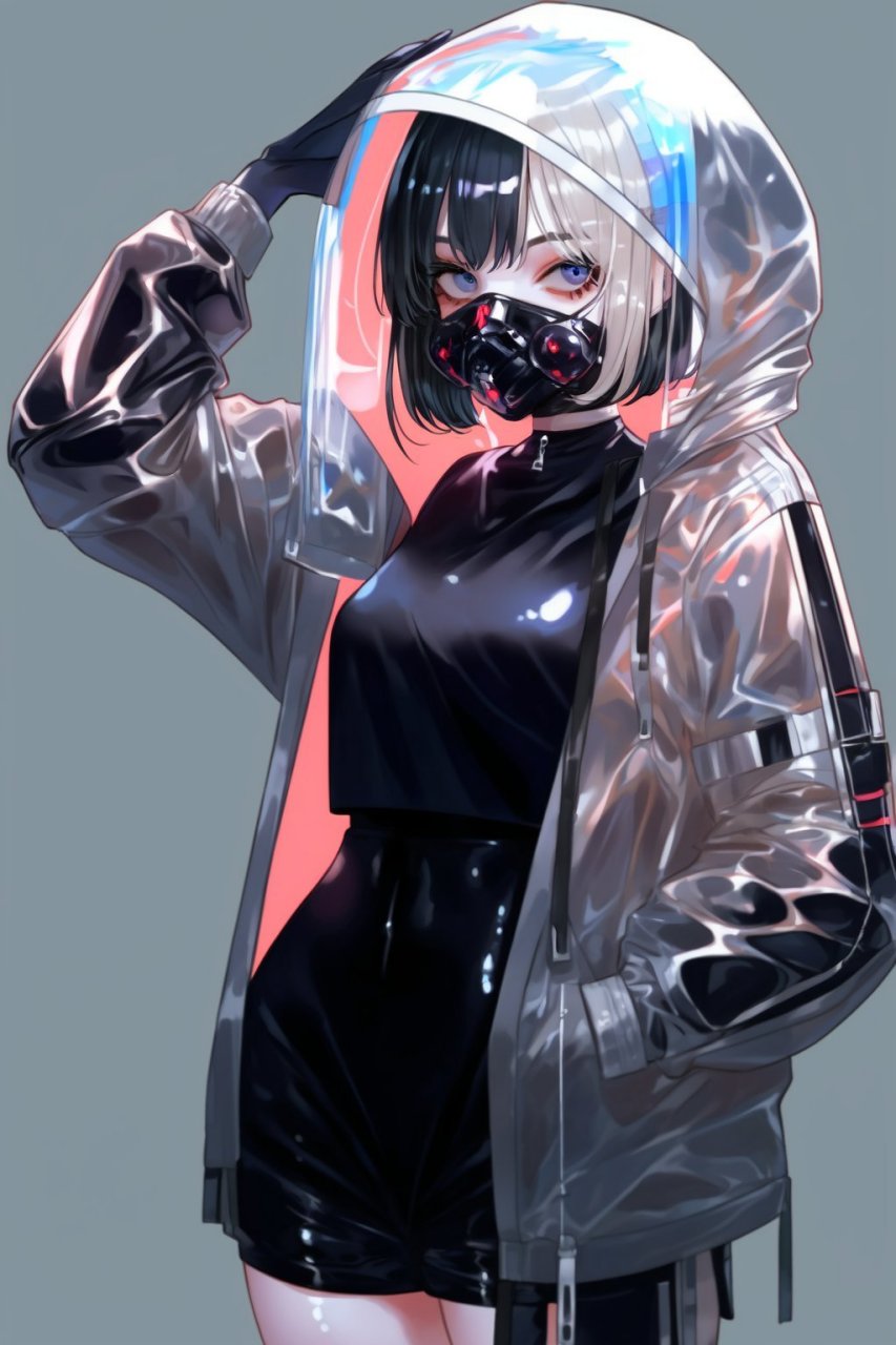 ai绘画作品分享:戴着防毒面具的少女