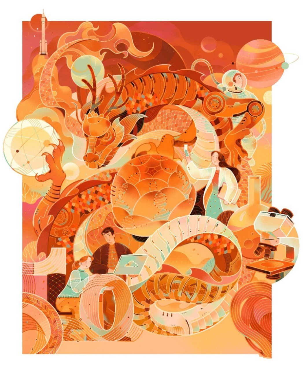 传统龙素材插画素材,学习参考必备9199	 宋晨画大龙～每一个奋力