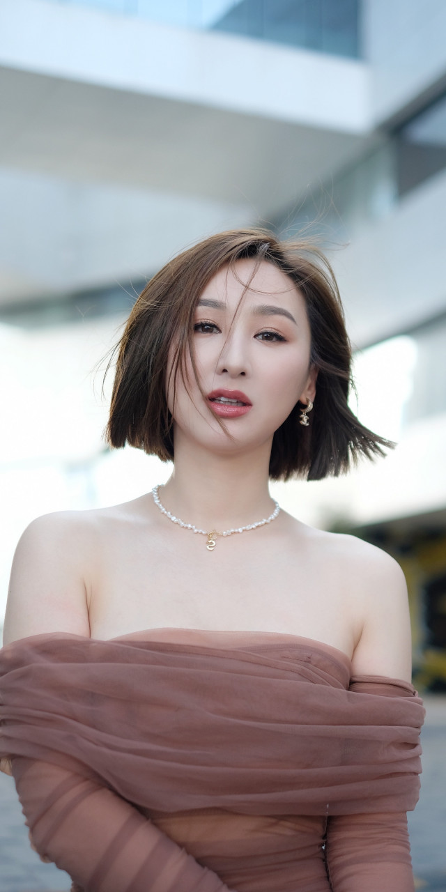 高海宁短发美背柔美写真壁纸 676767