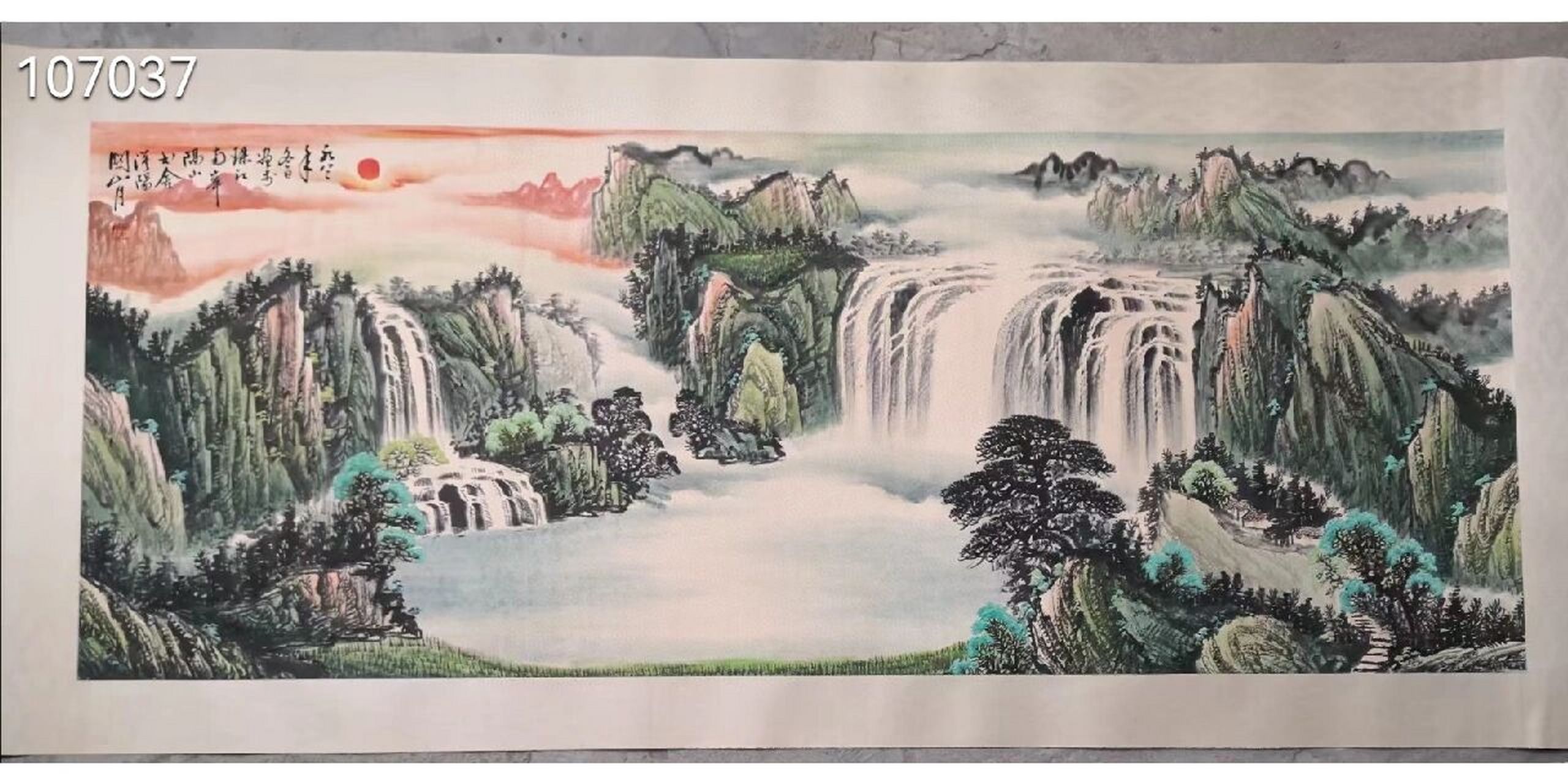 山水画,关山月	 "精品纯手绘 关山月-山水画 横幅中堂画 大师绘画