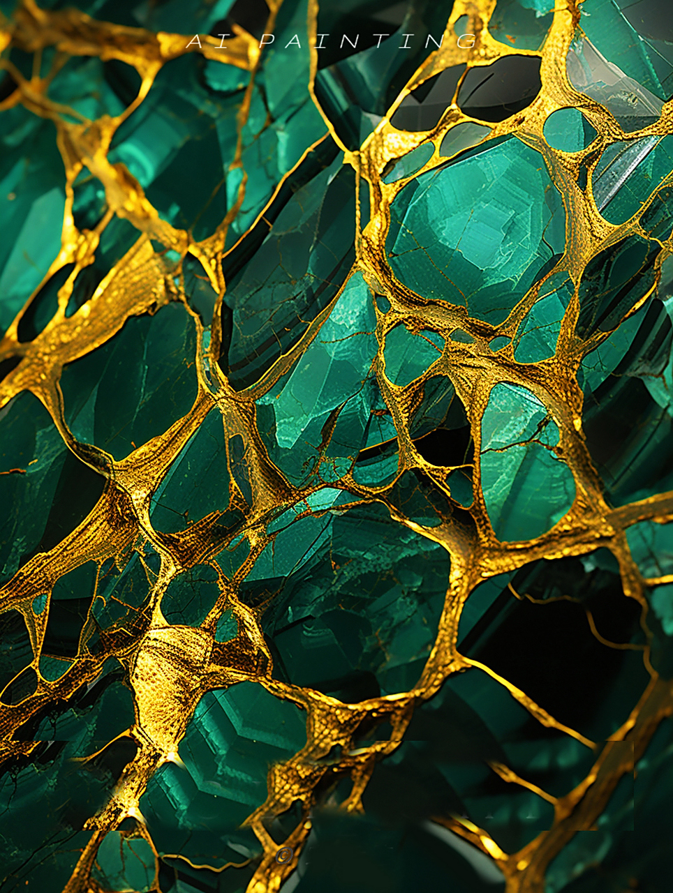 绿金(附咒语)  咒语: detail ultra close-up wide angle view of a