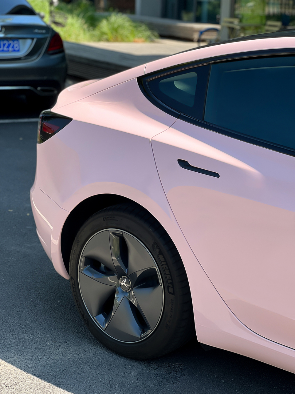 女神经典改色案例 | 特斯拉model3贝壳粉 - 夏日蜜桃 - 清爽甜蜜 - 灰