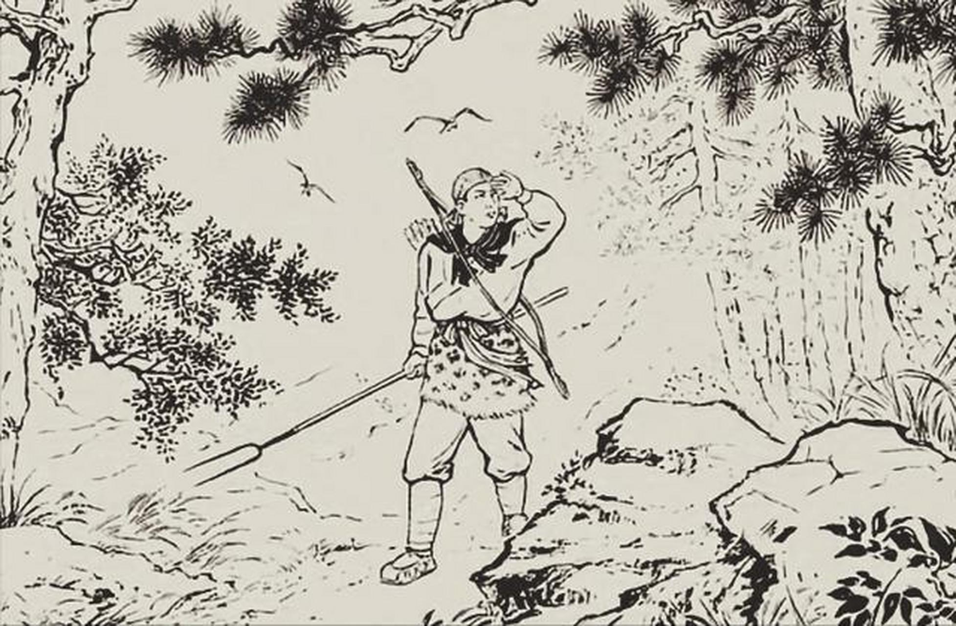 中国古代猎人简笔画图片