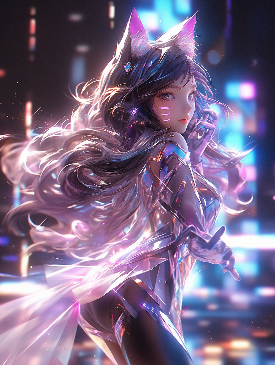 九尾狐妖之偶像歌手-阿狸!#lol英雄联盟# #ai黑科技# #ai绘画