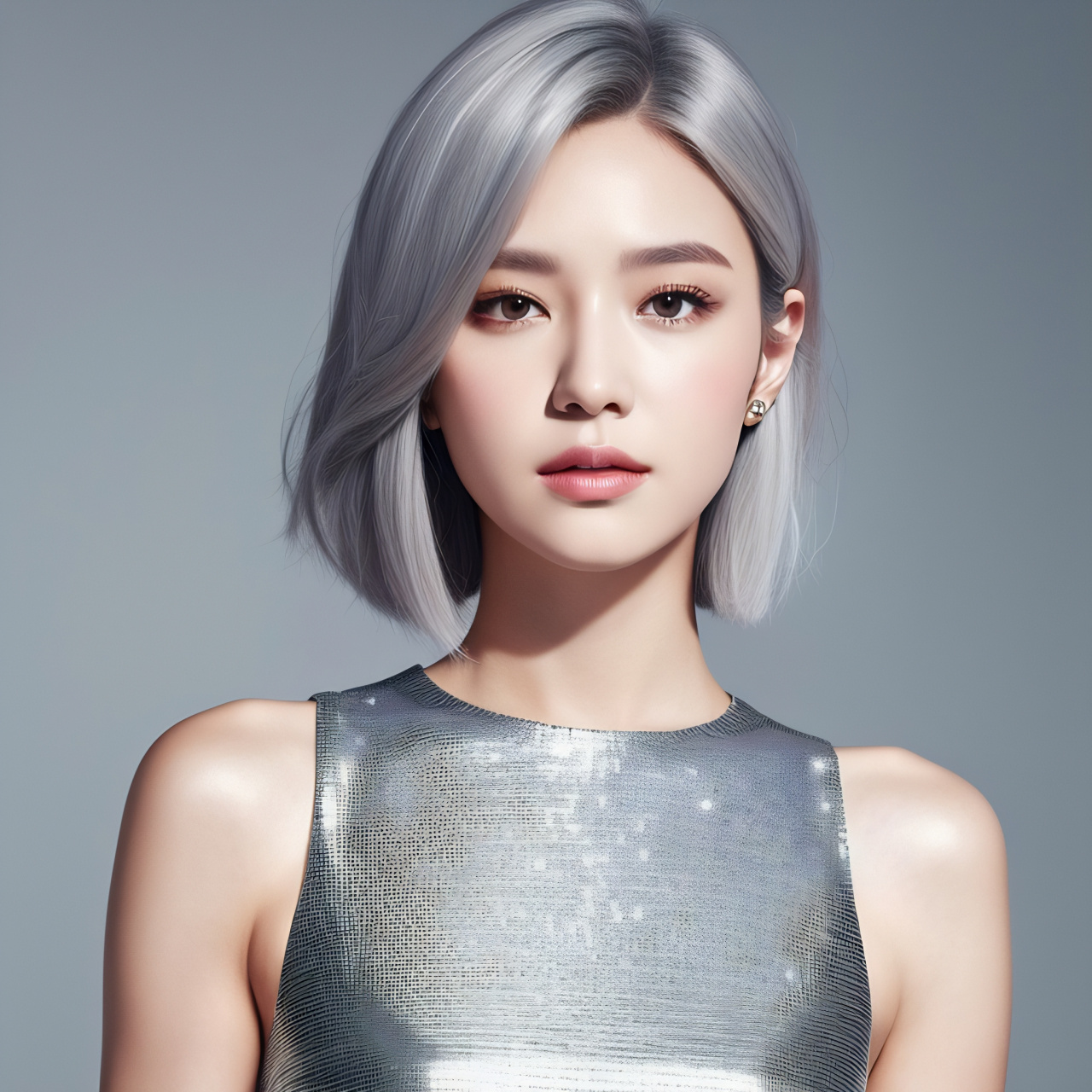 ai# 创作的银发美女,已经很接近真人了,像明星写真
