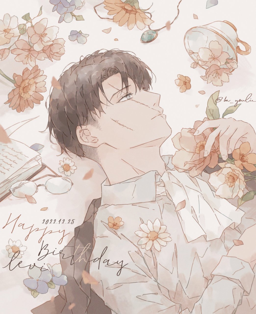 利威尔兵长生日快乐,推特2022生日贺图! #进击的巨人