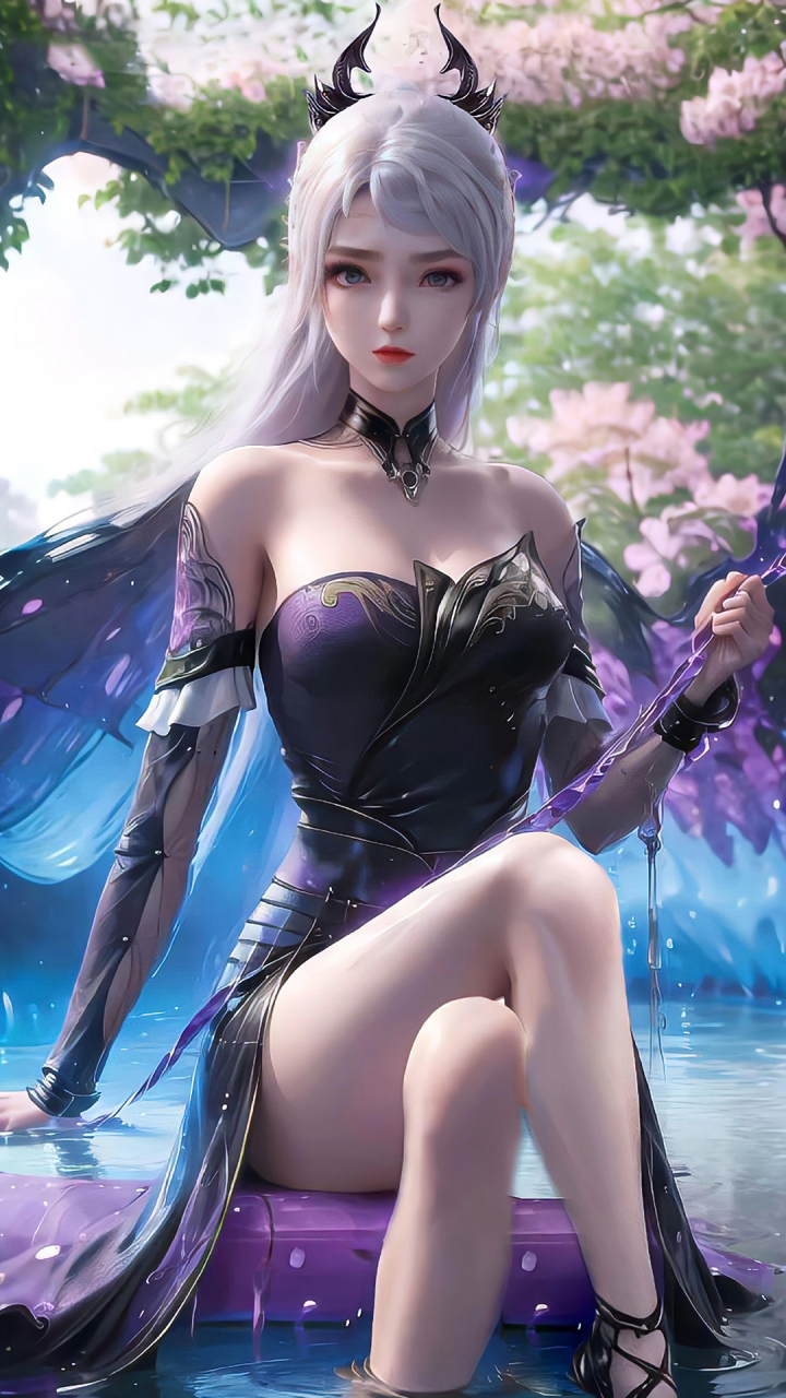 国漫壁纸|《大主宰》国漫女神"洛璃"高清ai手机壁纸:洛神族女皇,太灵