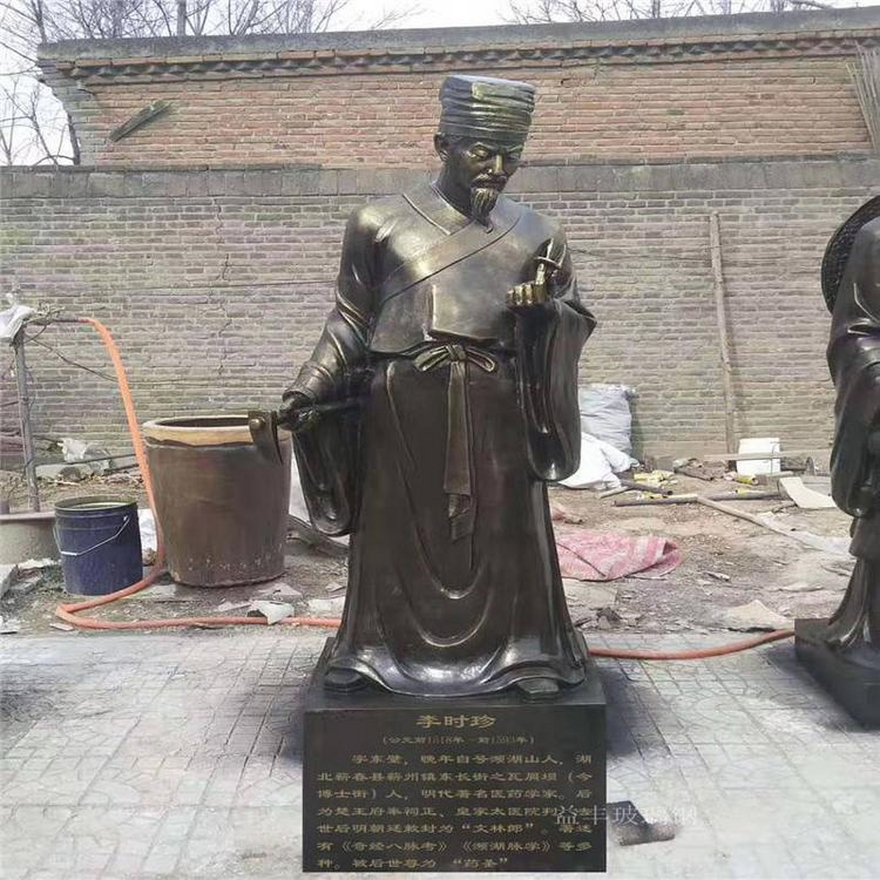 祥狮神医药王铜像纯铜五大神医神雕像纯铜复古药王爷菩萨像神医华佗