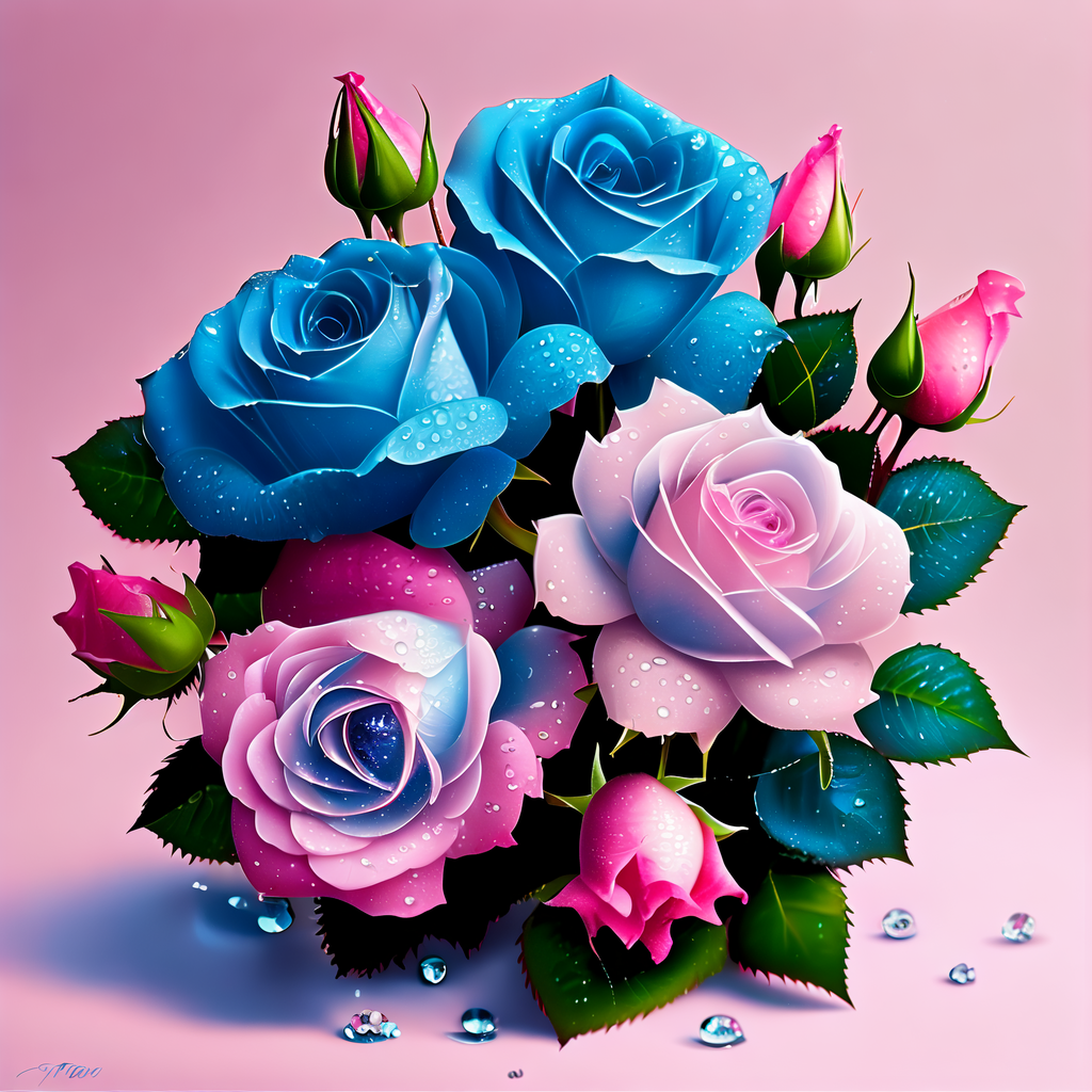 比之前我的理解还是复杂许多,看了教程之后做的蓝色妖姬跟粉色玫瑰