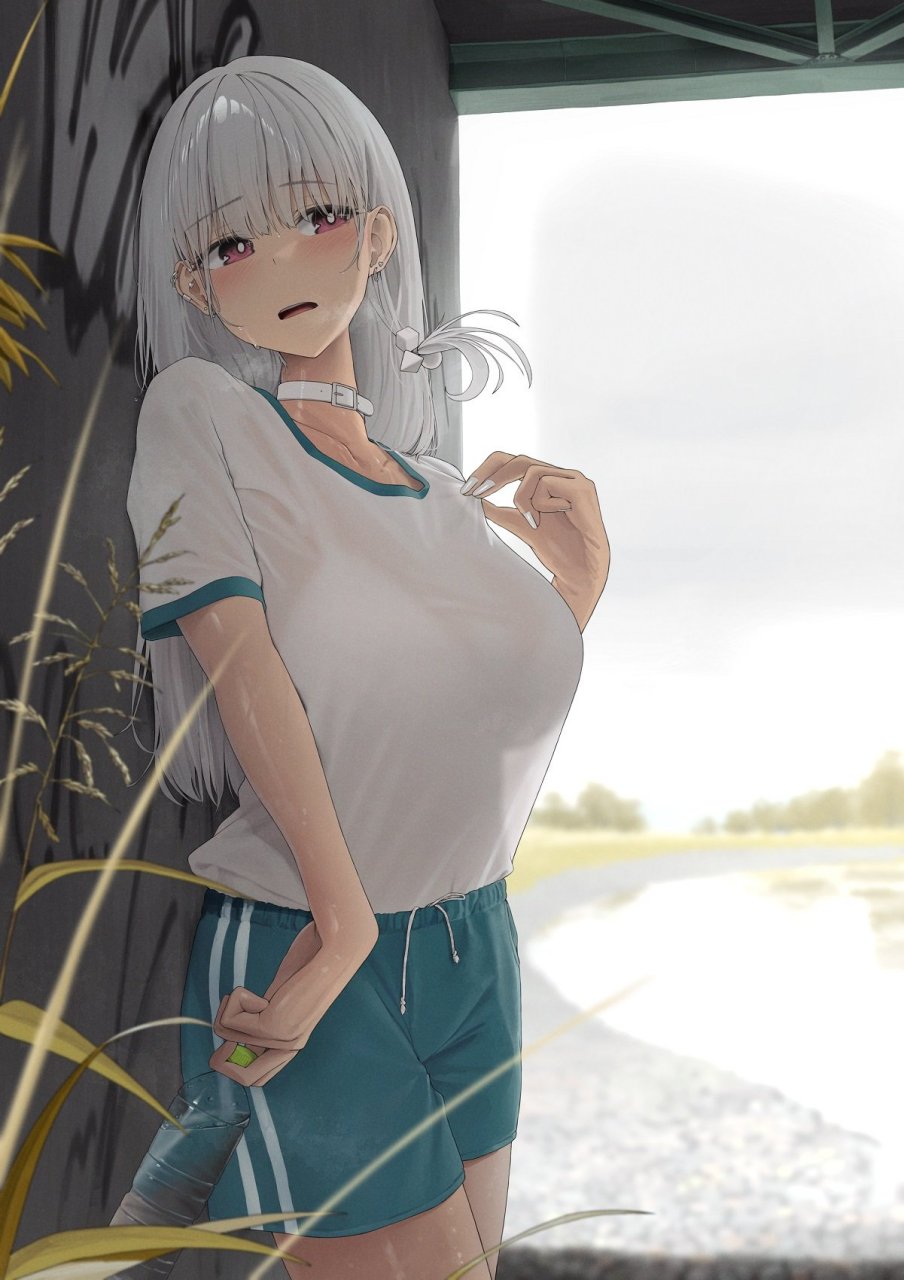 被汗弄湿衣服的少女 画师:生倉のゑる