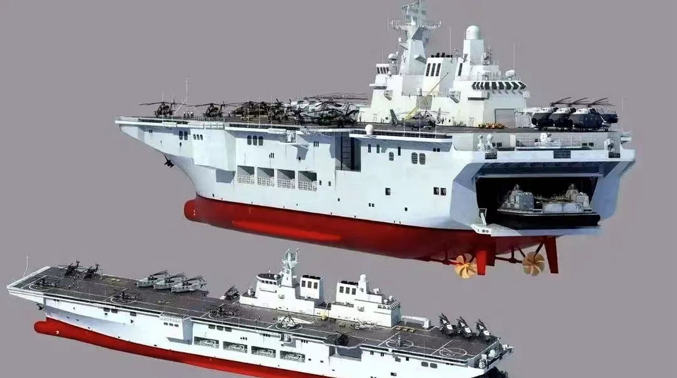 中国的076两栖攻击舰被认为是先进的无人机航母,搭载了多种隐形无人机