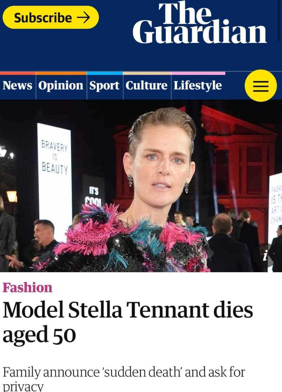 传奇超模stella tennant去世 享年50岁 死因不明 ?