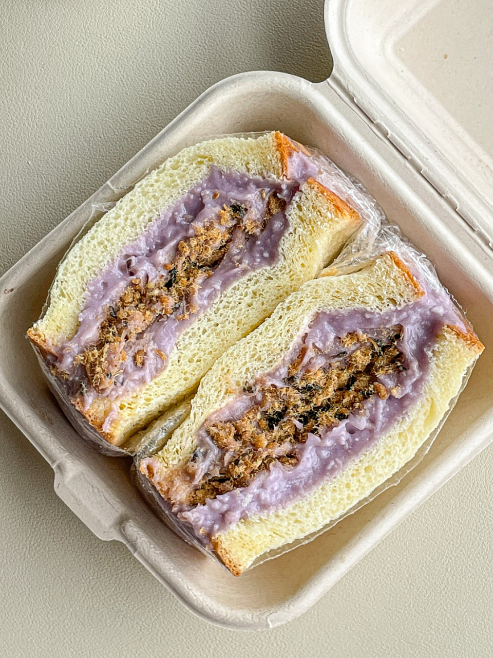 5分钟懒人快手早餐|00肉松芋泥三明治00芋泥可以提前一晚做好