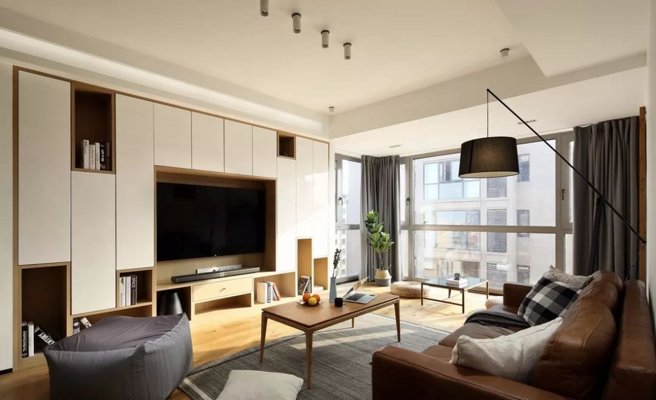 110㎡日式小三居 电视背景墙收纳力max!